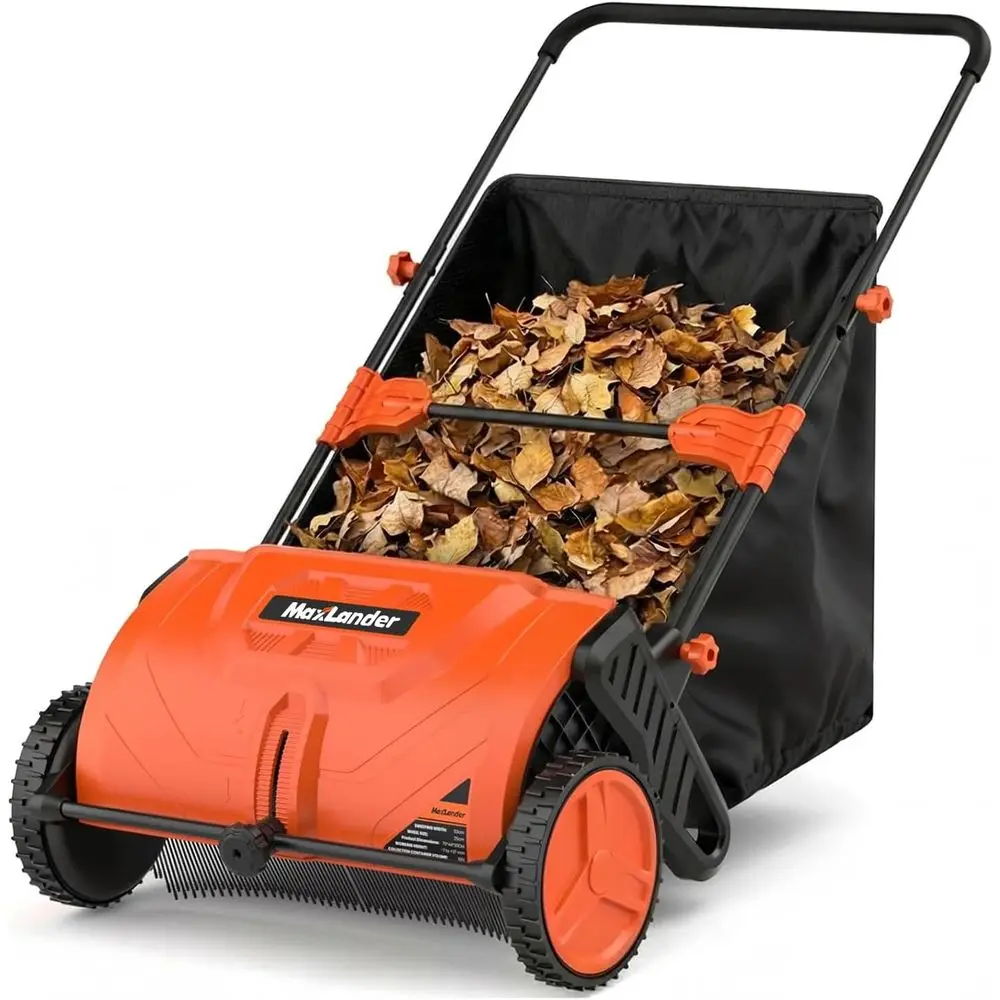 

Manual Push Lawn Sweeper 21-Inch Wide , Walk-Behind Lea & Grass Sweeper with Adjustable Height and 3.5 Cu. t. Collection Hopper