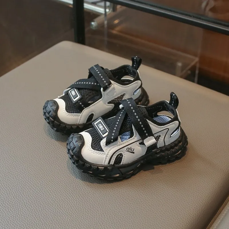 Toddler Kids Breathable Mesh Closed Toe Sport Sandals Boys Girls Anti-collision Adjustable Velcro Strap Non-slip Outdoor Summer