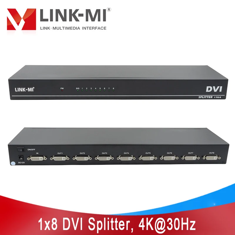 

Разветвитель DVI 1x8 4K 4096x2160 при 30 Гц До 8 ТВ-мониторов Однозвенный кабель DVI-D 340 МГц Разветвитель 1–8 DVI