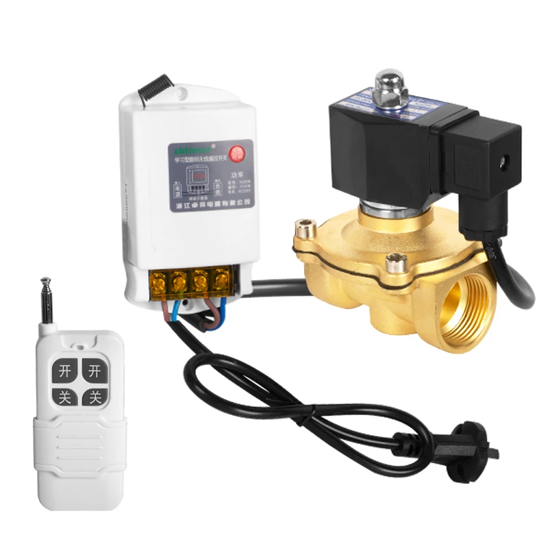 

Brass Normally Closed Waterproof Solenoid Valve 1inch Intelligent Remote Control Pipeline Water Valve NPT Threaded Connection