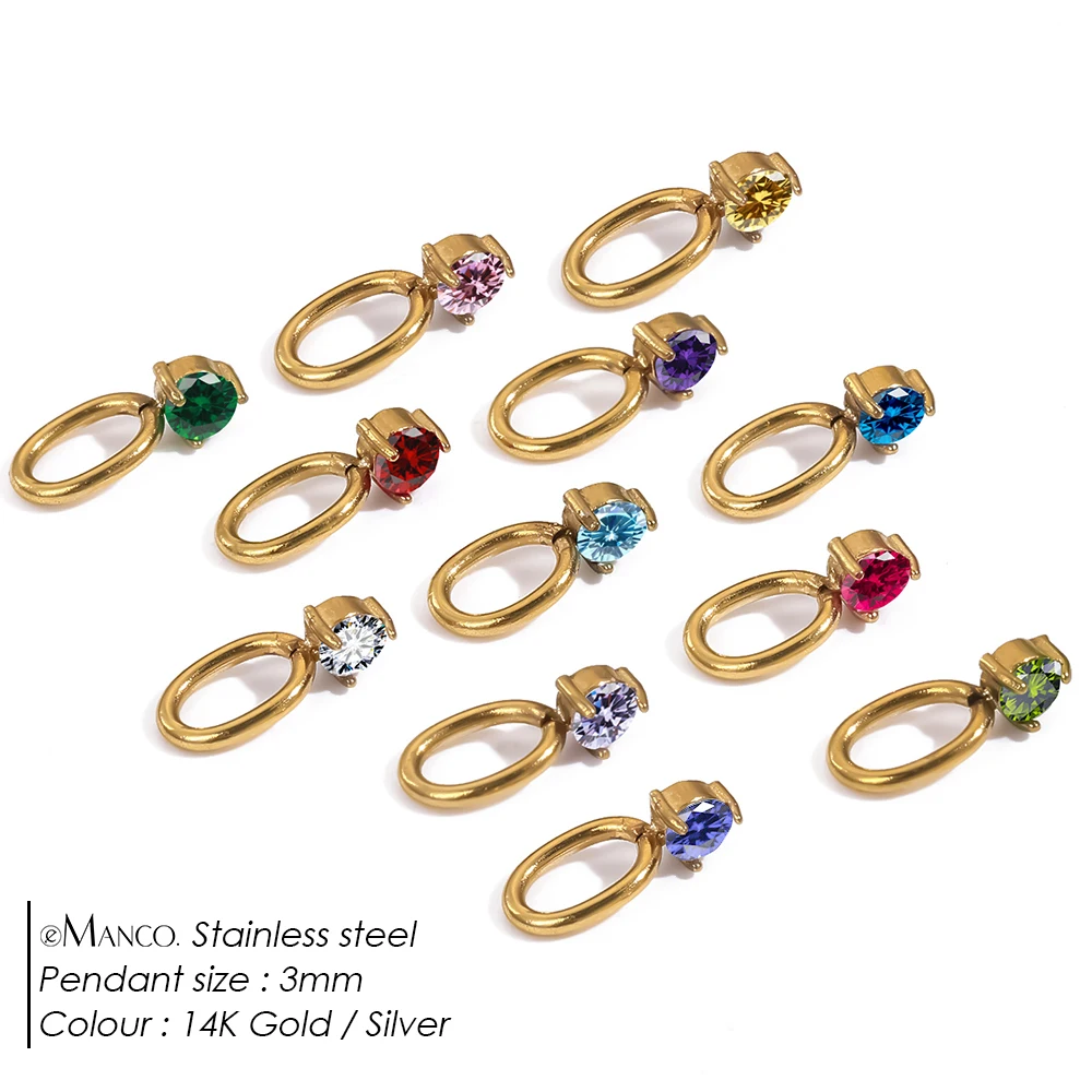 EMANCO Fashion Crystal Zircon Pendant Charm for Lady 14K Gold Plated Charms High-End Stainless Steel Necklace Jewelry Making