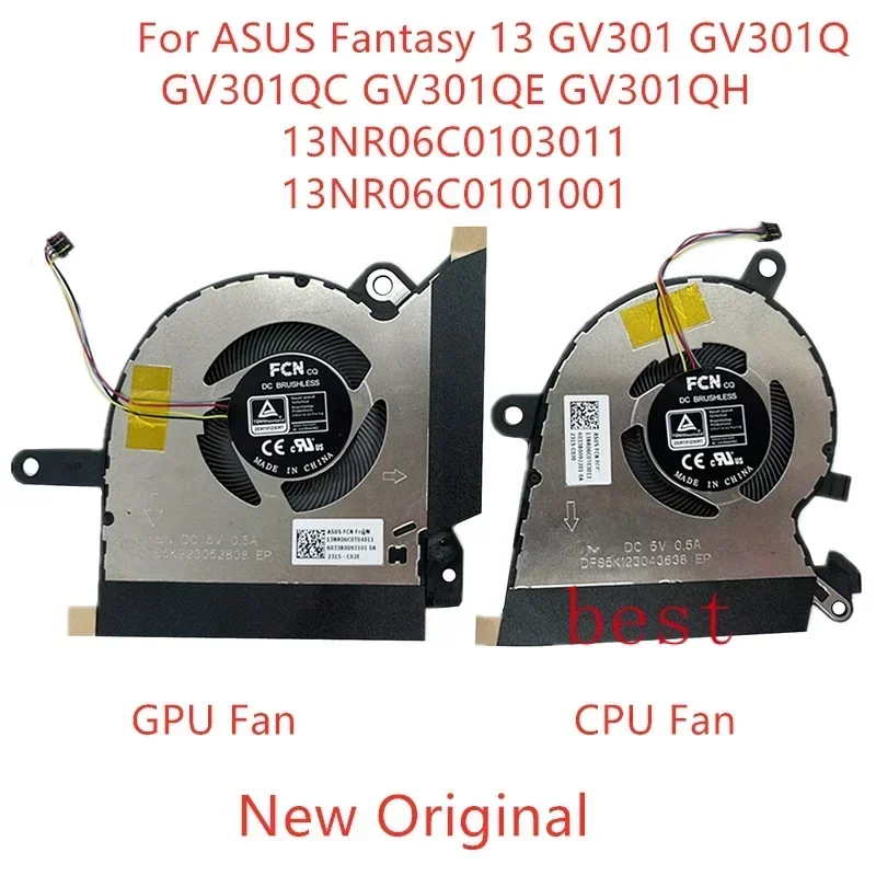 New Original laptop cpugpucooling fan for Asus fantasy 13 gv301q gv301q gv301q E gv301qh fan 13nr06c0103011 13nr06c0101001