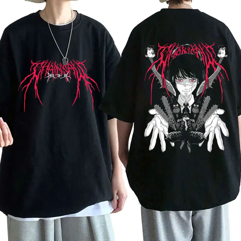 

Anime Chainsaw Man Denji Makima Graphic T-shirt Men Women Manga Fashion Oversized Streetwear Men's High Quality Soft Cotton Tees