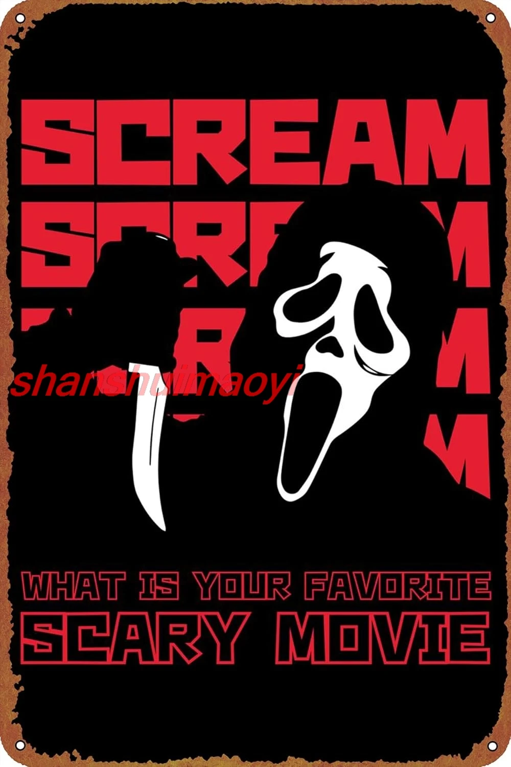 Scream Movie Poster Wall Decor Sign - 12x8 Inch Metal Sign Wall Decor Sign,cave,bar,club,home Wall Art Metal Tin Sign Hallo ADS