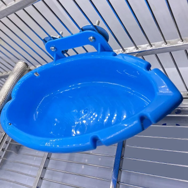 Parrot Food Tray Multifunction Blue Bathtub Animal Cage Standing Wash Shower Box Bird Toys Pet Cleaning Product Durable