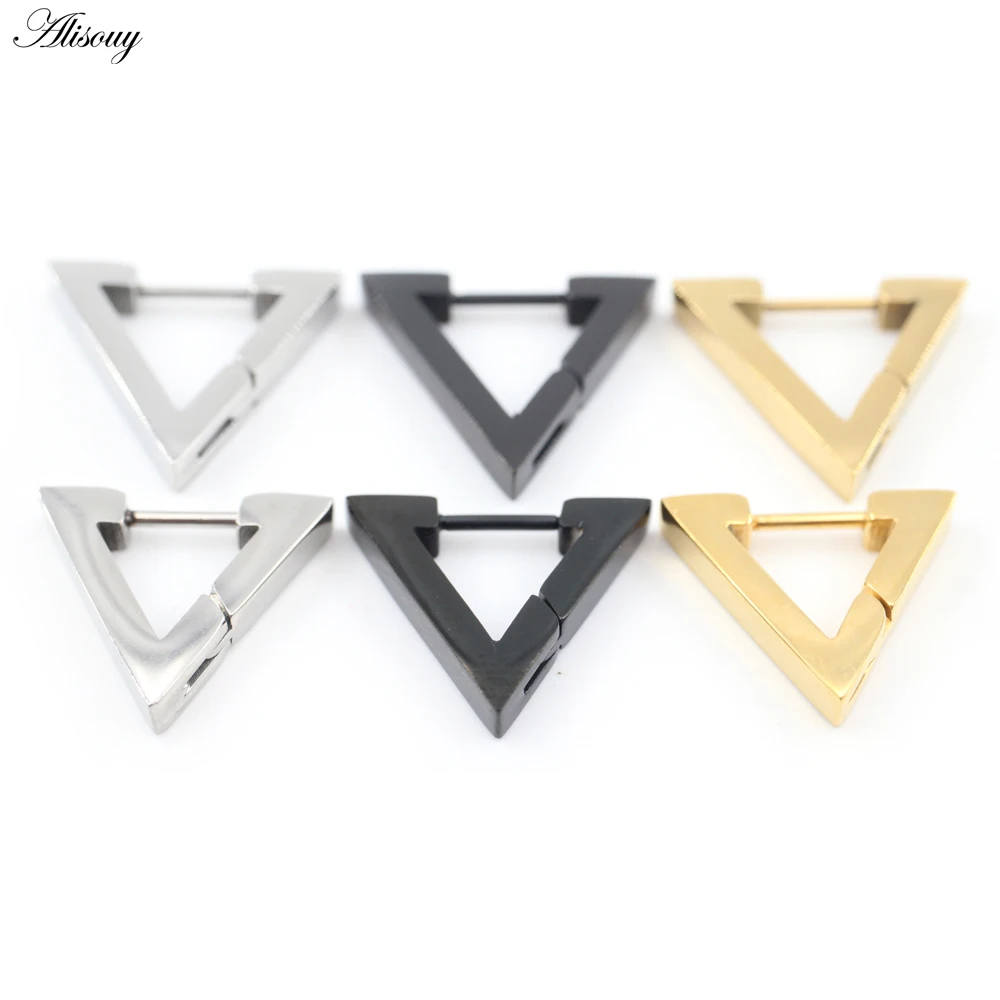 2PCS Triangle Square Hexagon Rectangle Heart Star Oval Gourd Zircon Stainless Steel Women Men Ear Hoop Earring Piercing Jewelry