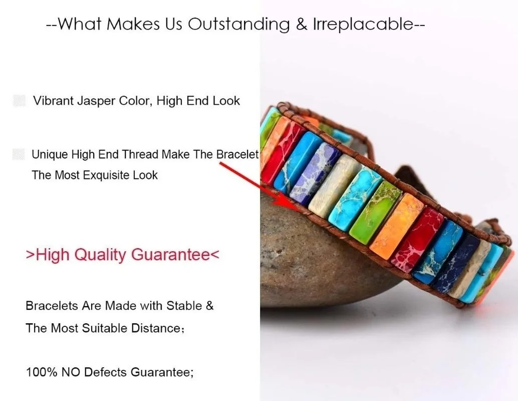Multicolor Natural Gem Leather Tibetan Gypsy Adjustable Bracelet for Women Men Healing Anxiety Beads Yoga Meditation Jewelry