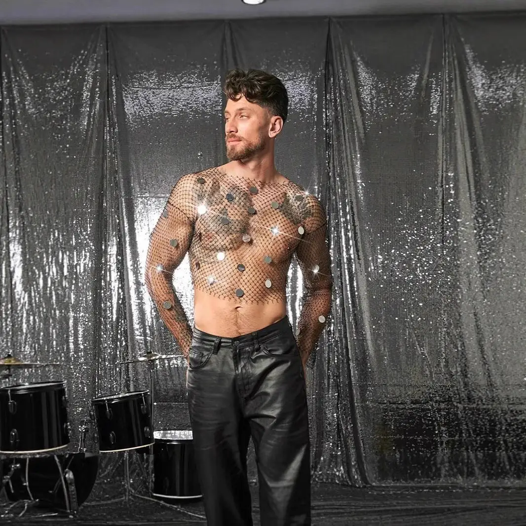 

Моющийся жилет с бриллиантами и блестками для ночного клуба, сексуальный жилет для парня, Новое поступление, мужская одежда, специальный широкий вязаный жилет