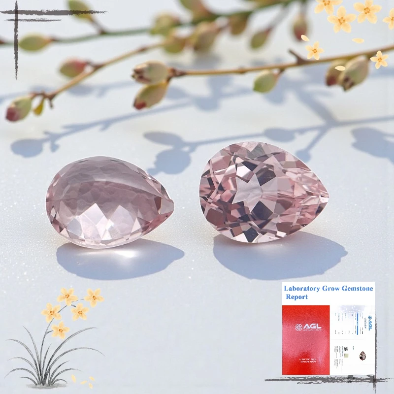 

Pear Cut Lab Grown Sapphire Sakura Pink Color Gemstone For Jewelry Making Selectable Certificate