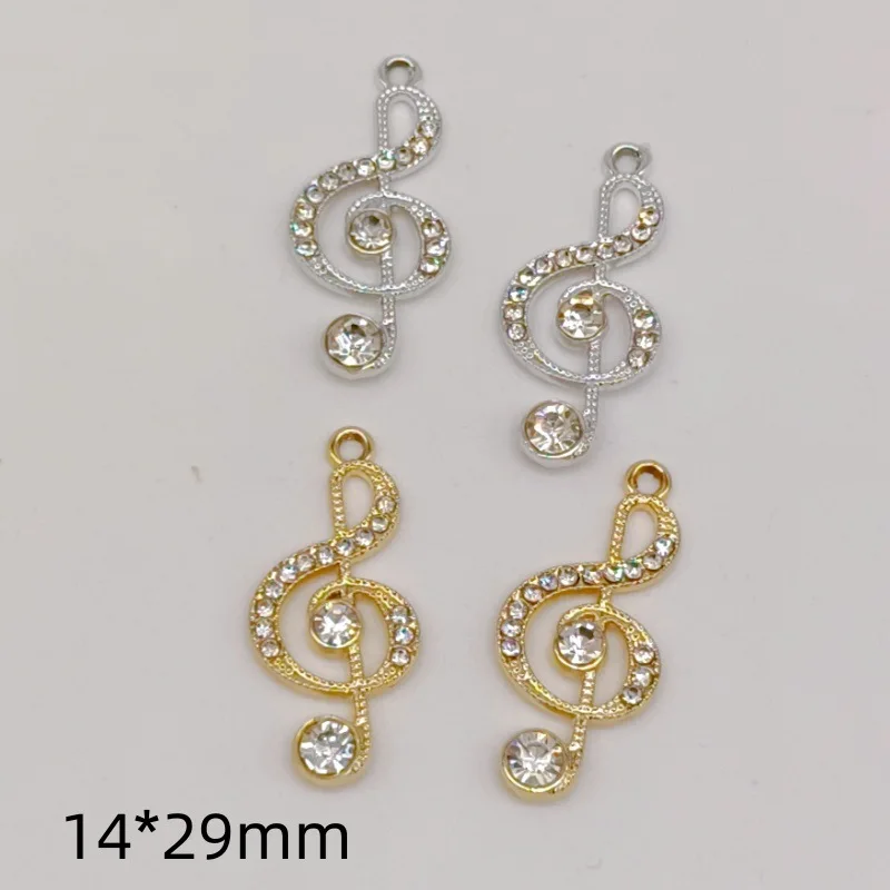 50pcs/lot Fashion music notation With rhinestone pendant Earrings Drop bling animal charm Ear Studs connecter tag Jewelry DIY