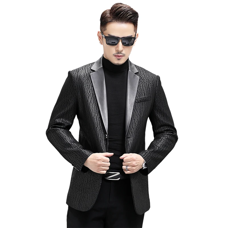 

Batmo 2024 new arrival spring high quality sheepskin jackets men,men's real leather blazer men plus-size M-4XL GBN8113-1