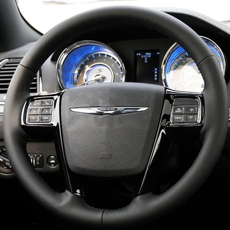 For Chrysler 300c 2011-2015 Hand Stitched Non-slip Black smooth Leather Steering Wheel Cover Interior Car Accessory