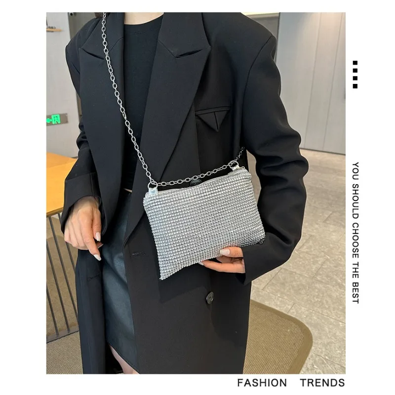 Fashion Diamond Small Square Crossbody Bag New Western-style Light Luxury High-end Texture Shoulder Bag Women's Crossbody Bag