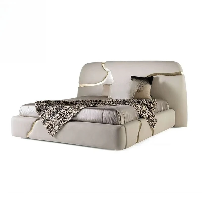 

Deluxe King Bed Bedroom Furniture Set Beige Modern Luxury High-end Style Queen Bed Bedroom Furniture Bed Set