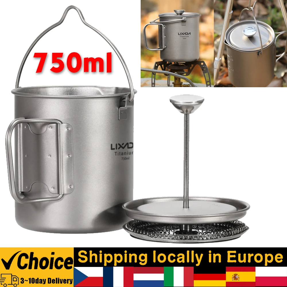 750Ml Titanium Cup Portable Home Cup Coffee Cup French Press Pot Outdoor Camping Cooking Pot Coffee Cup Easy To Store