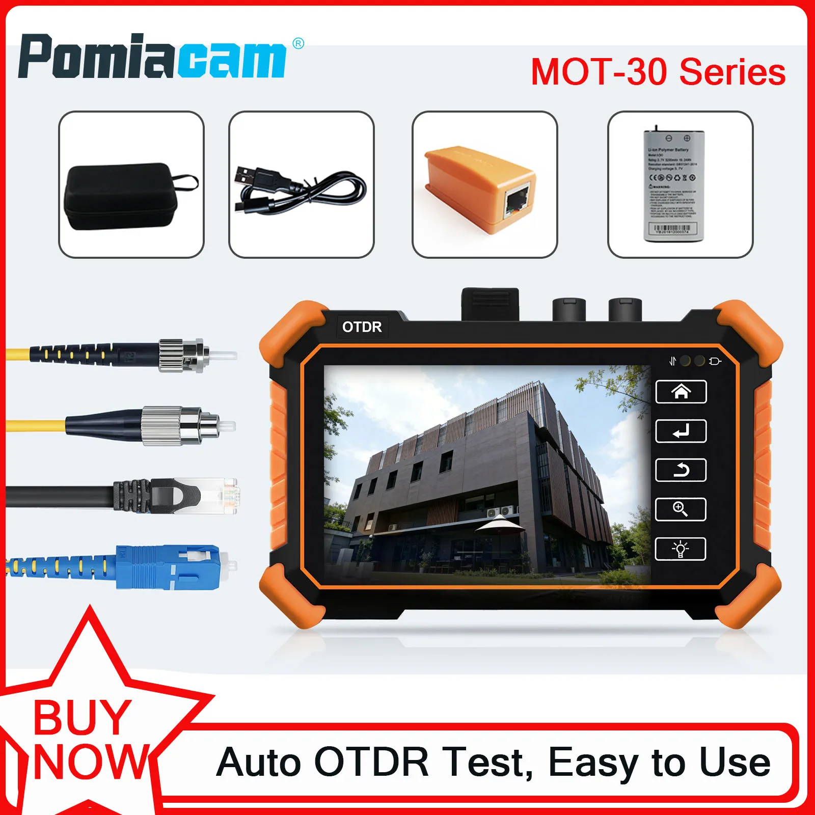 Multi-Function OTDR Fiber Optic Tester 4 Inch Touch Screen with OPM VFL LS Event Map MOT-30 Fault location maintenance 4000mAh