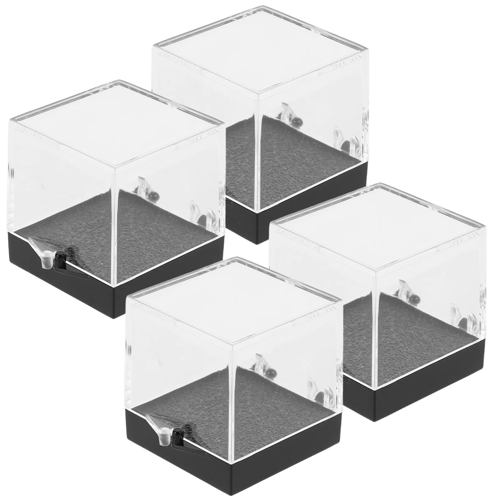 

4pcs Mineral Standard Box Jewelry Specimen Storage Display Case Transparent Square Collector Multifunctional