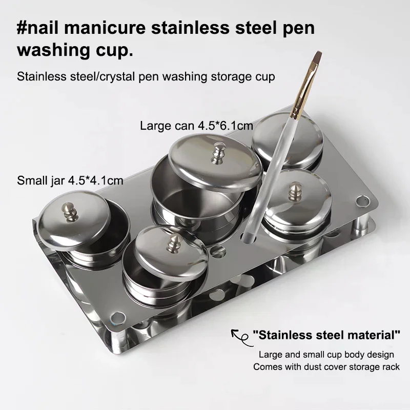 3/5pcs Stainless Dappen Dish Cups Set Salon Manicure Acrylic Powder Liquid Container Organizer Tray Dappen Dish Nail Art Tools