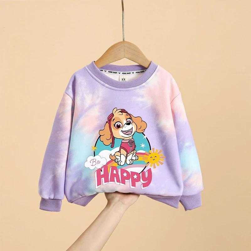 

Paw Patrols Colorful Hoodie Men's Women's Tie Dye Long Sleeves Autumn Winter Casual Round Neck Sportswear Children Birthday Gift