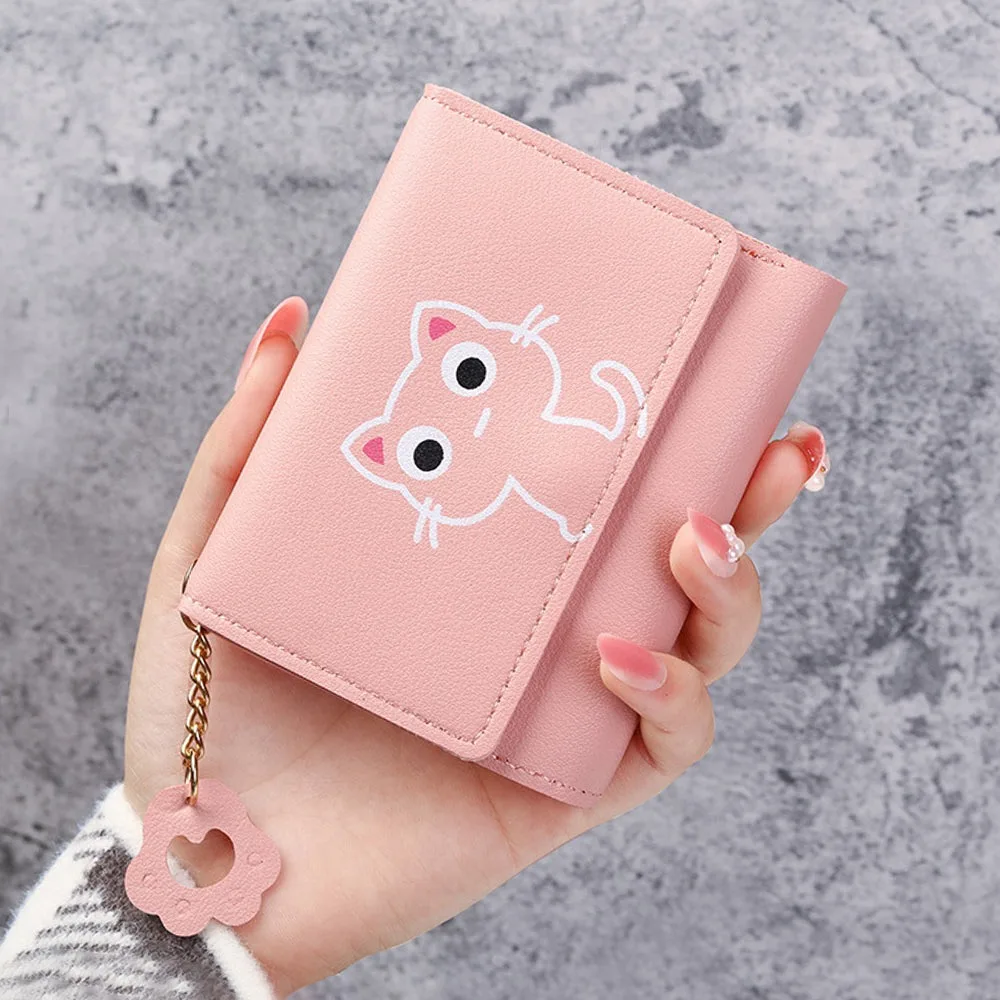 

Creative Cute Cat pattern Women Wallet Folding Small Card Holder PU Leather Purse Girls Gift