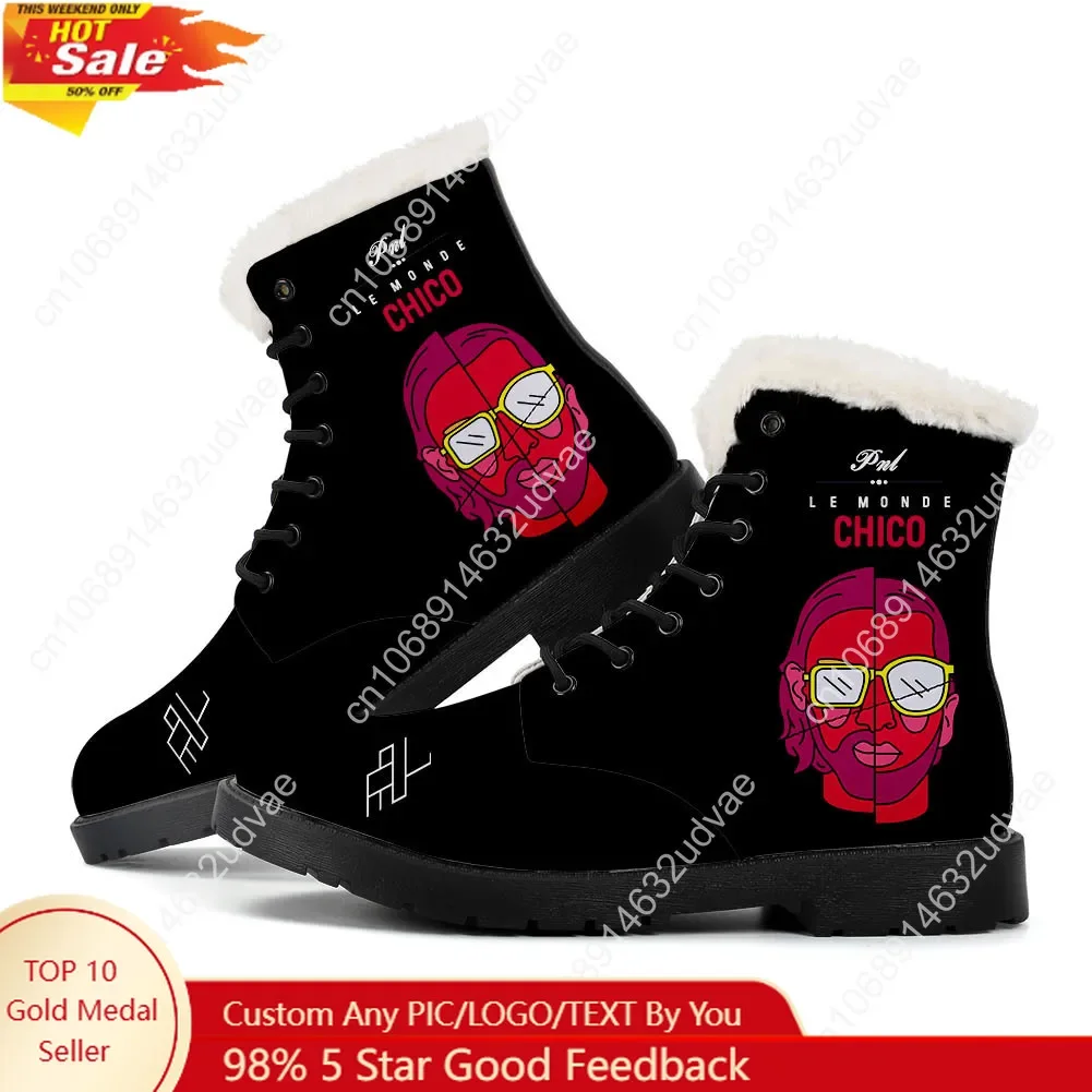 

Le Monde Chico Plush Boots PNL Album French Rapper Mens Womens Casual Shoes Keep Warm Leather Boot High Quality Customized Shoe