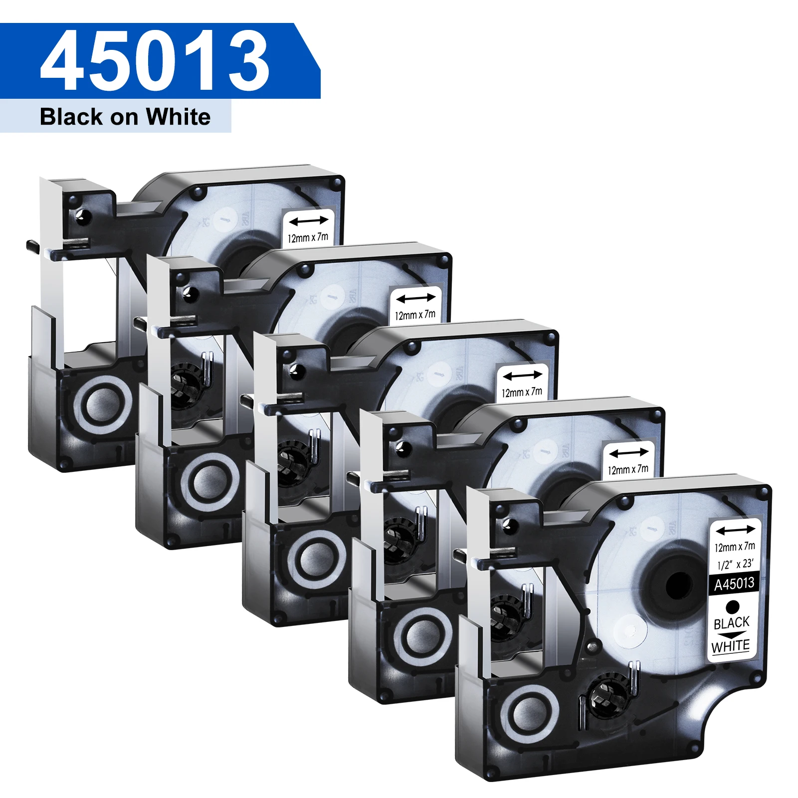

3-10PK 12mm Standard Label Tapes Compatible for Dymo 45013 45010 45018 D1 Tape Ribbon for DYMO LabelManager 100 450 Label Maker