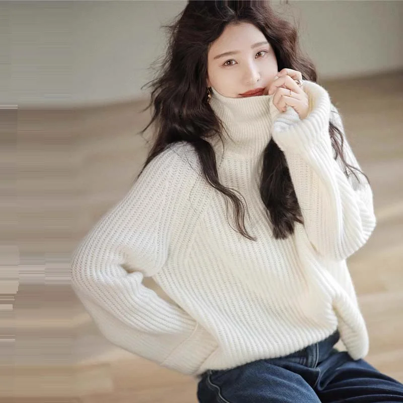 

Ele Faionable Women's Knitwear No Pilling High Collar Long Sve Autumn Season Regular Thin Classic Sle Sweater
