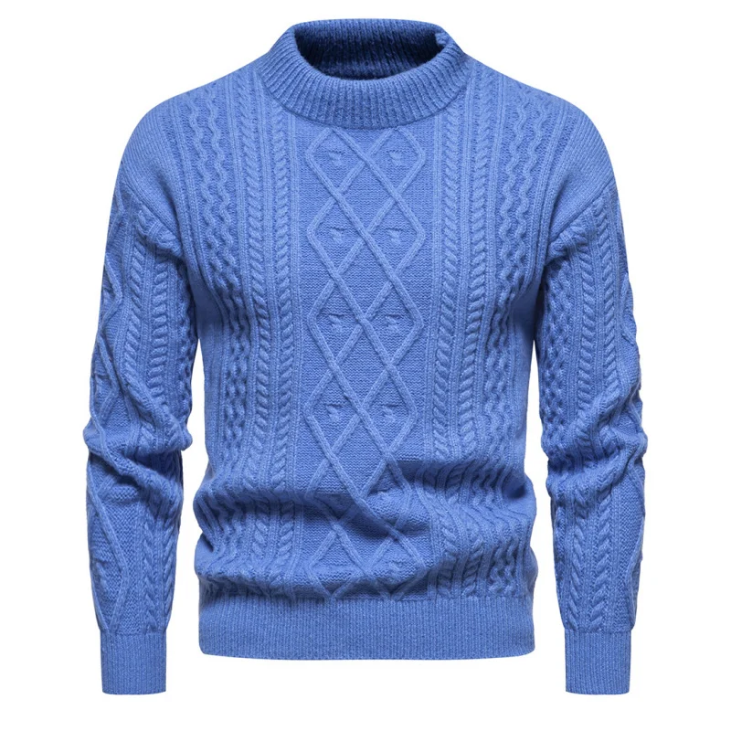 

Warm Casual Knitted Sweater round Ne Men's Base irt Pure Color Faion Urban Sle Autumn Long Sve Youth Active Wear