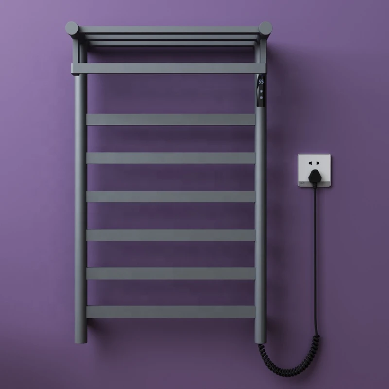 Hotel Smart Toilet Stainless Steel Grey Towel Warmer Racks Electrically Heated Intelligent Bathroom Towel Rack Accessories