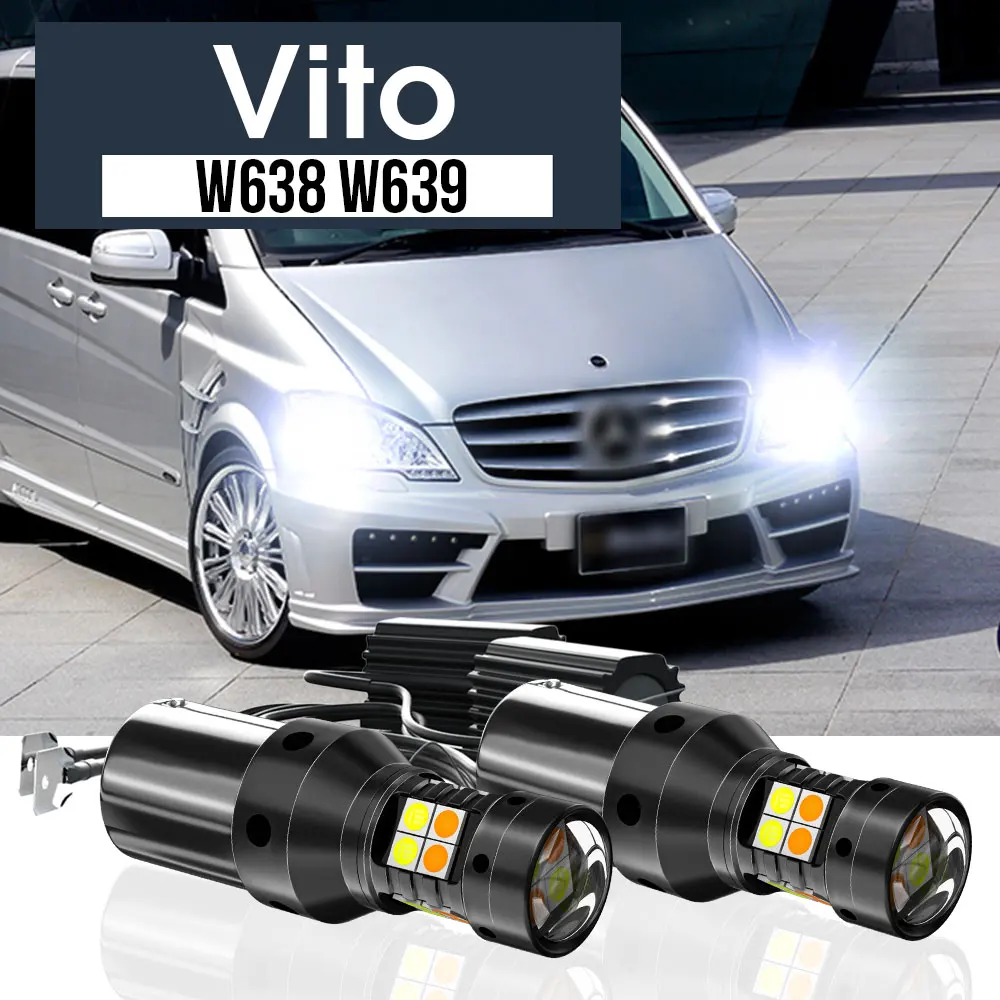 

2pcs LED Dual Mode Turn Signal+Daytime Running Light Blub DRL Canbus Accessories For Mercedes Benz Vito W639 W638 1996-2008