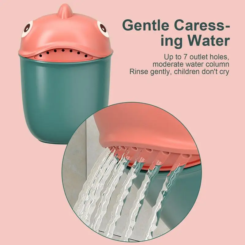 Baby Bath Shower Head Rinse Cup Cartoon Shark Cute Shower Washing Bathroom Accessories Bathing Toys