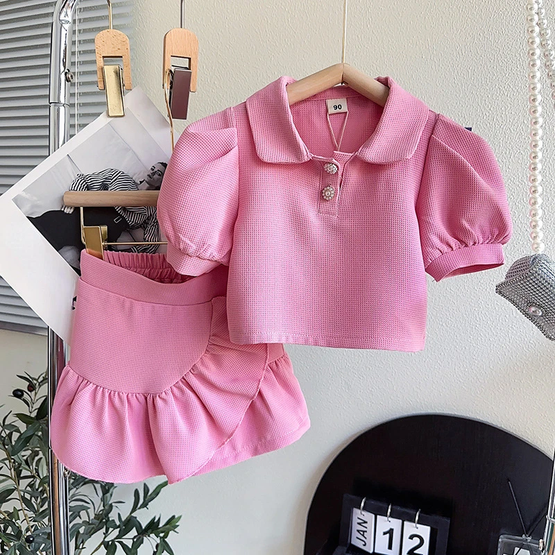 Summer Girls Clothing Sets Short Sleeve Shirt+Shorts 2Pcs Children Clothes Suits Kids Clothes Korean Toddler Girl Clothes 2-7Yrs