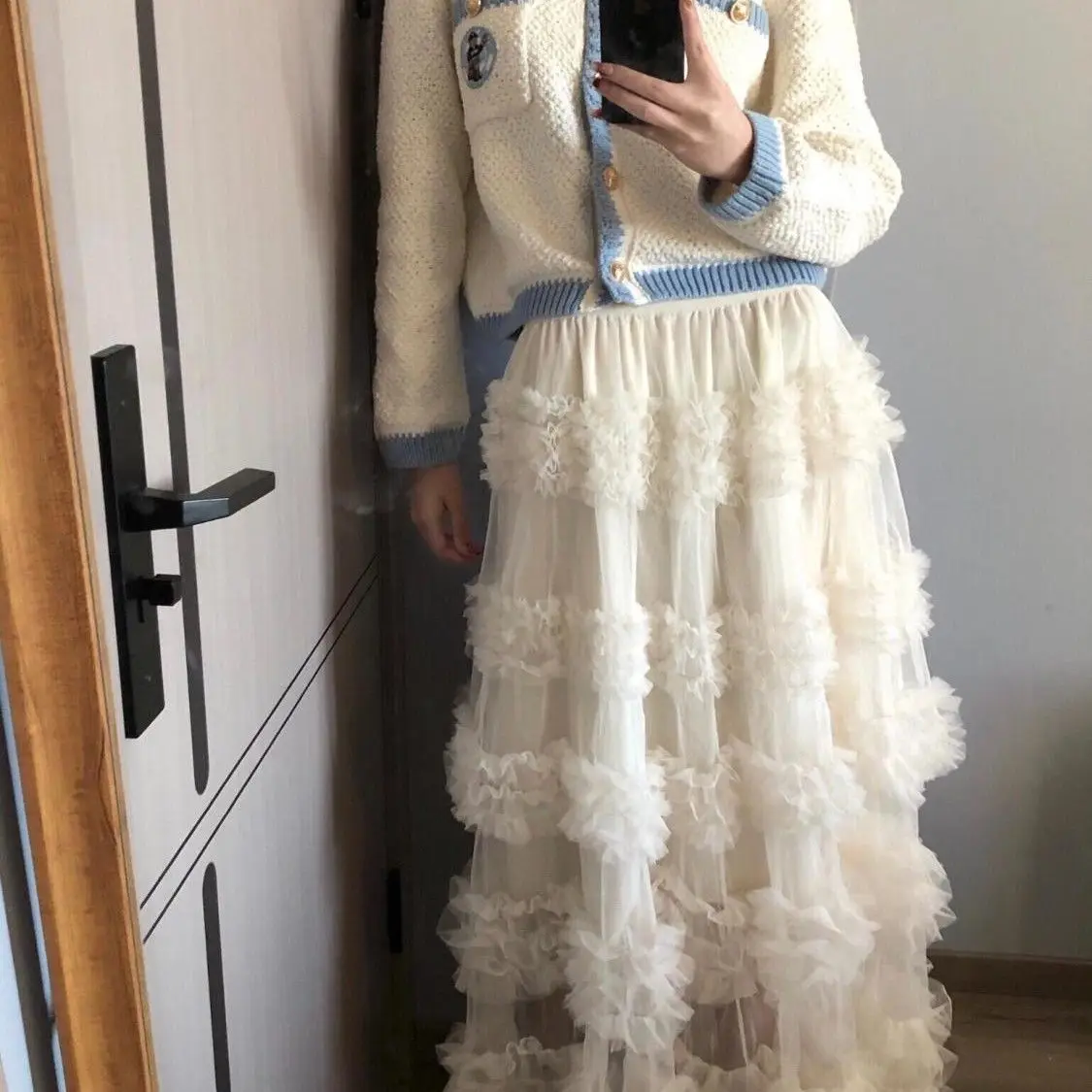 

Korean Sle Layered Cake Skirt Women's Spring Lazy Aosphere Long Skirt Me Splicing f-length Skirt with Inner