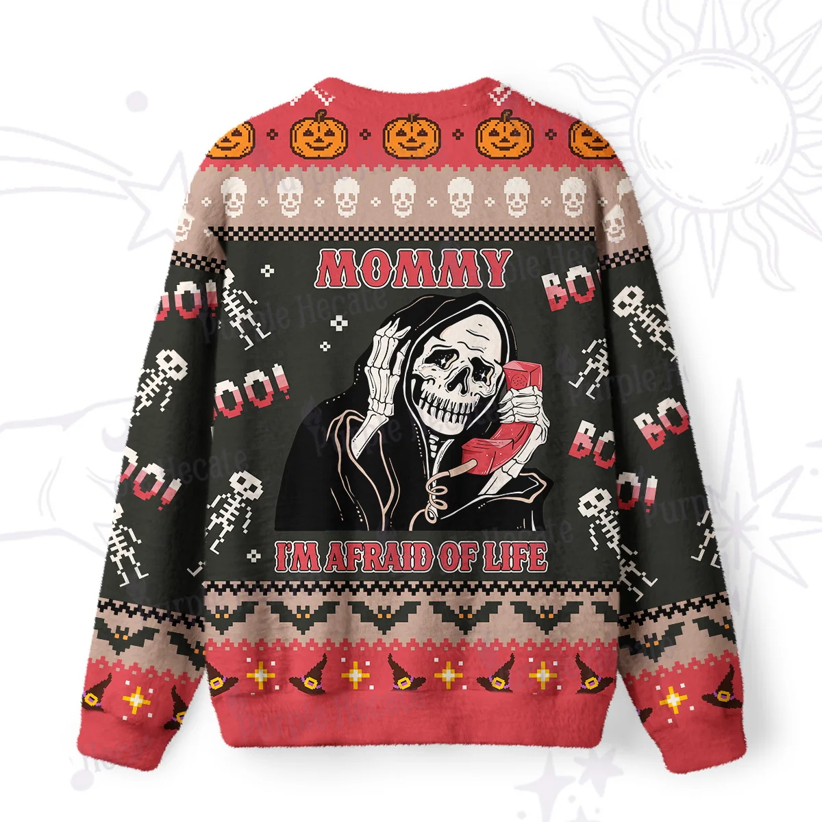 Y2K Women's Autumn and Winter Season Top, Home Casual Hoodie, Witch Print Loose Long Sleeved Hoodie S-XXXL Size