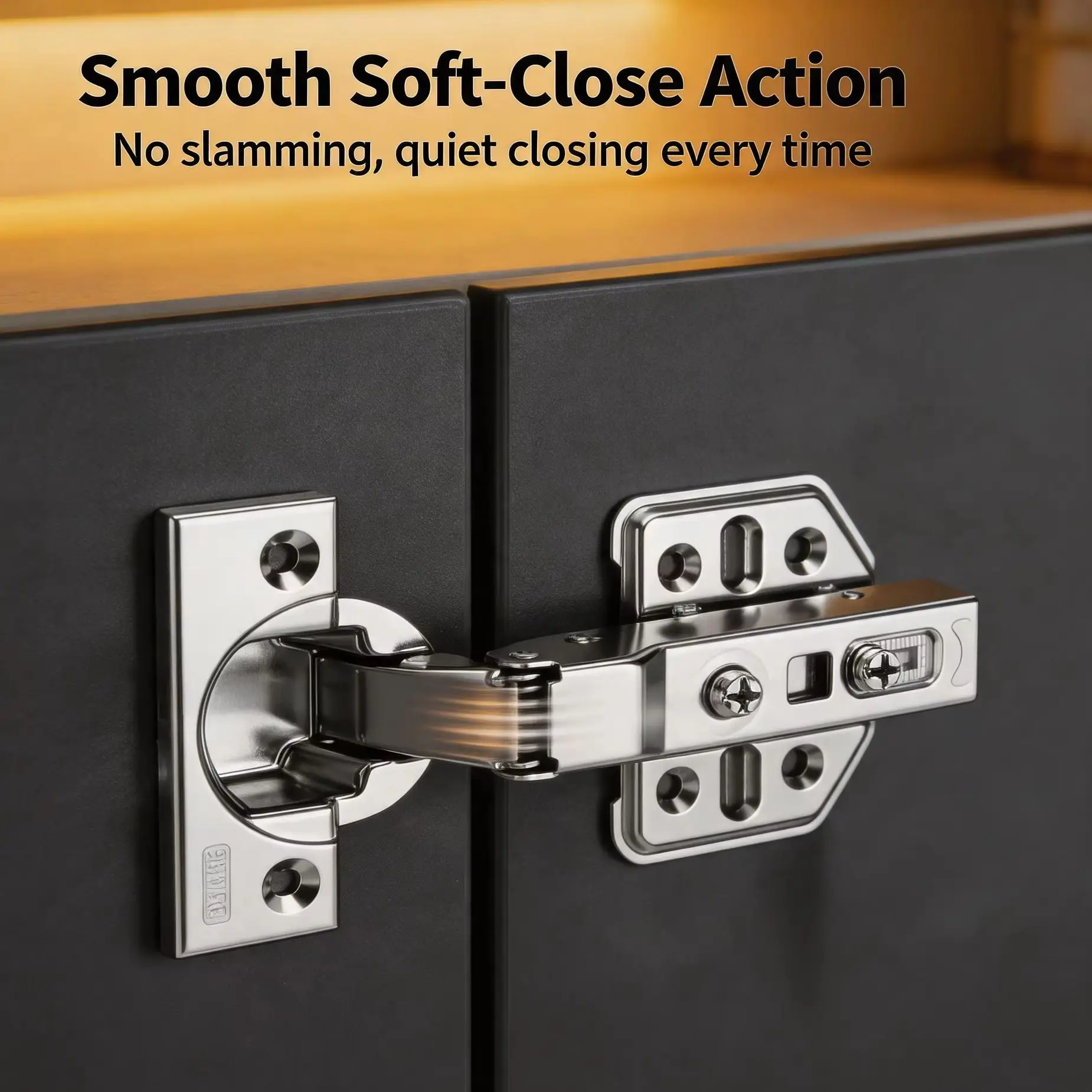 2Pcs Cold Rolled Steel Hydraulic Cabinet Door Hinges Soft Close Damper Buffer Furniture Hardware for Kitchen Cupboards