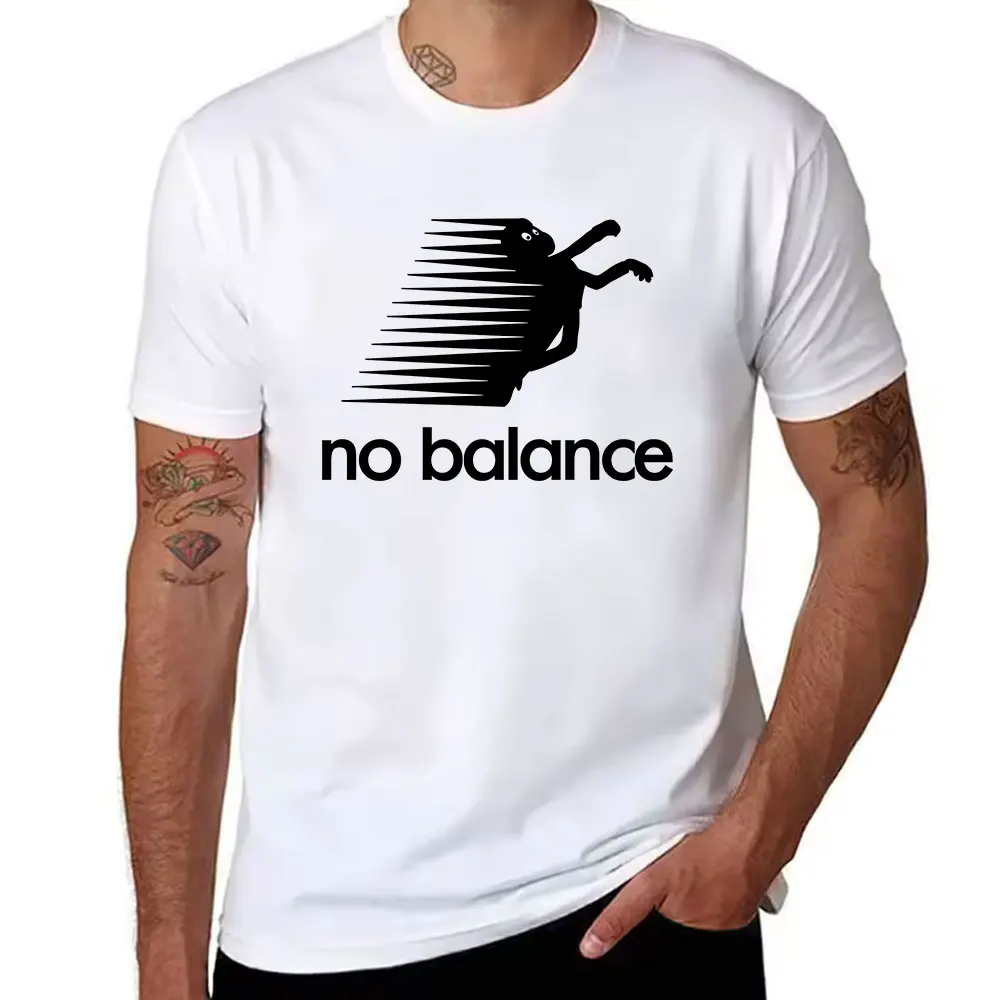 Men's Cotton Short Sleeve T-Shirt No Balance Funny Falling Graphic Print Casual Tee for Daily Wear