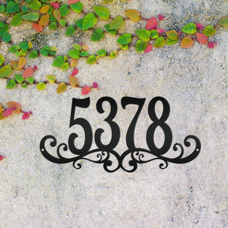 Personalized Metal Address Plate Sign Custom House Number Outdoor Plaque for Home Door Wall Decorate Wall Art Decoration