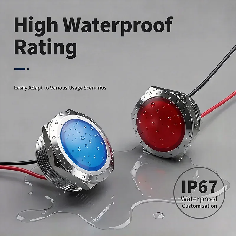Metal LED Indicator Light round 12/16/19/22mm Warning Signal Light 12V 24V 220V in Red Yellow Blue Green White for Panel Install