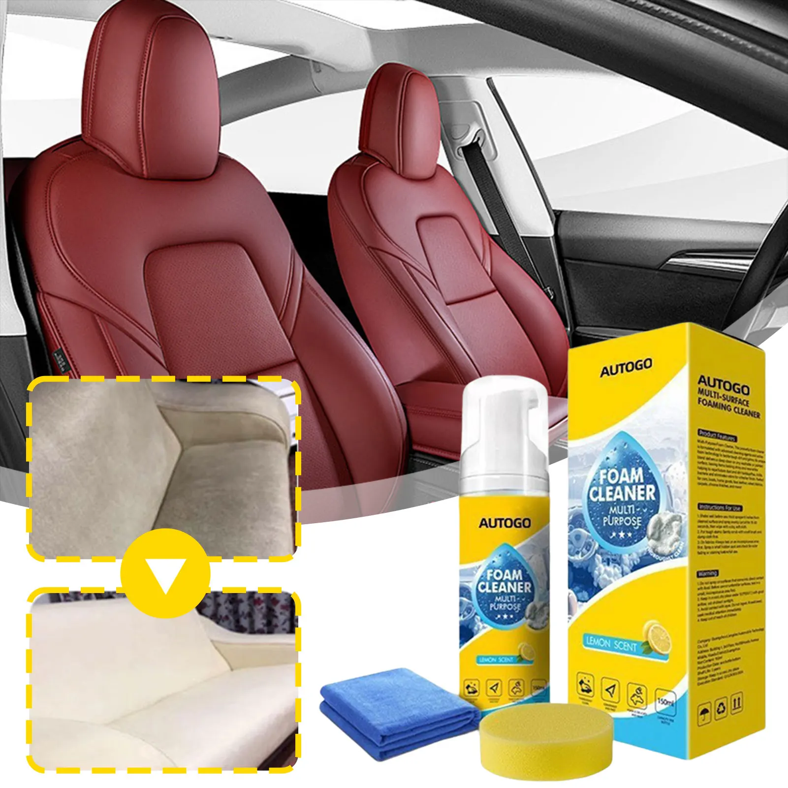 150ml Multipurpose Foam Cleaner,Leather Seat Cleaner Tools for Car Interiors,Home No-Rinse Cleaning Spray for Kitchen Stove
