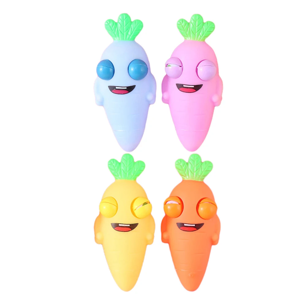 4 pezzi carota spremere giocattoli antistress cartone animato sensoriale cibo divertente bambino carino favore di partito sollievo dall'ansia giocattolo elastico colore brillante