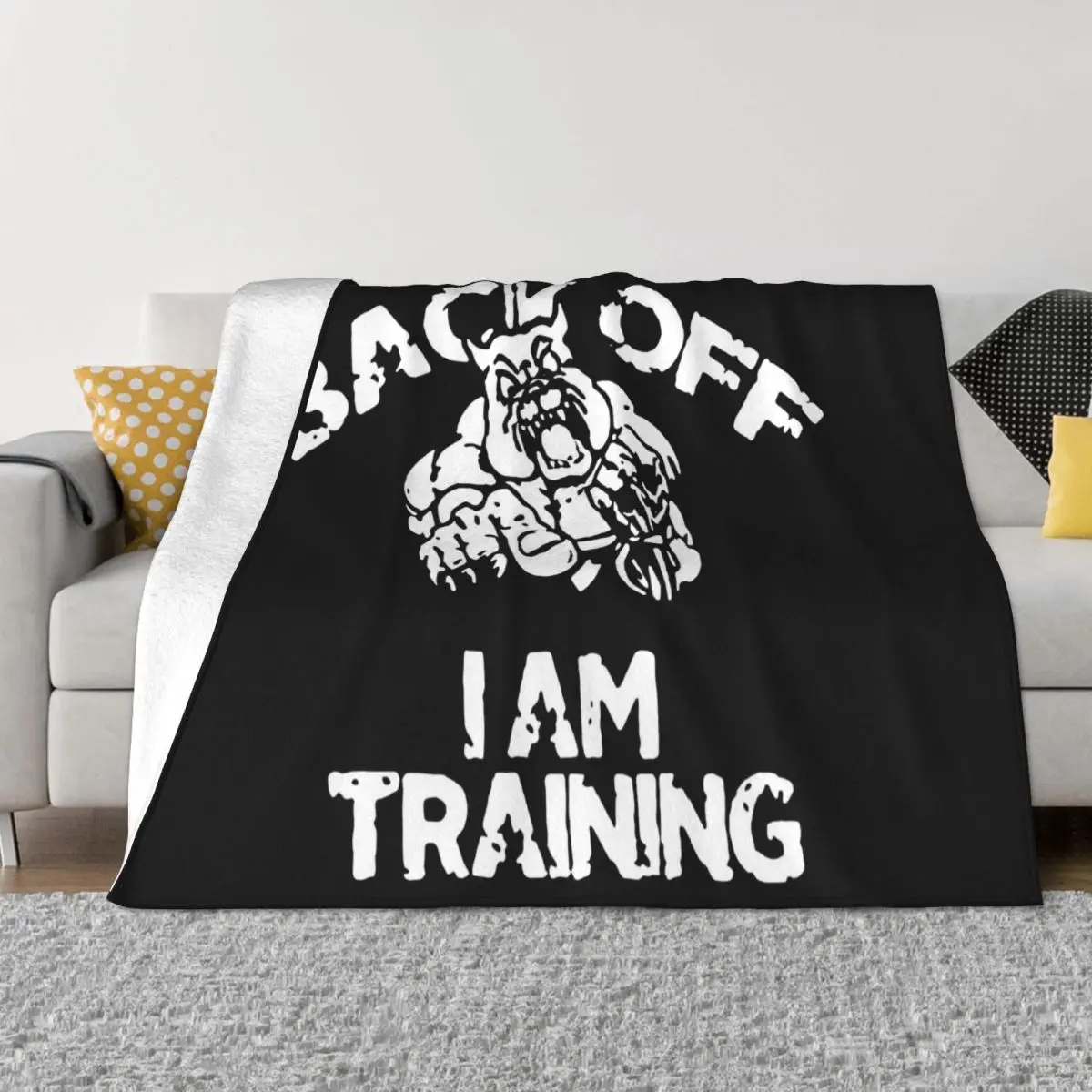 Back Off I Am Training Bodybuilding Gym Wear Men Funny S Joke Gift Boy Brand Dj Throw Blanket