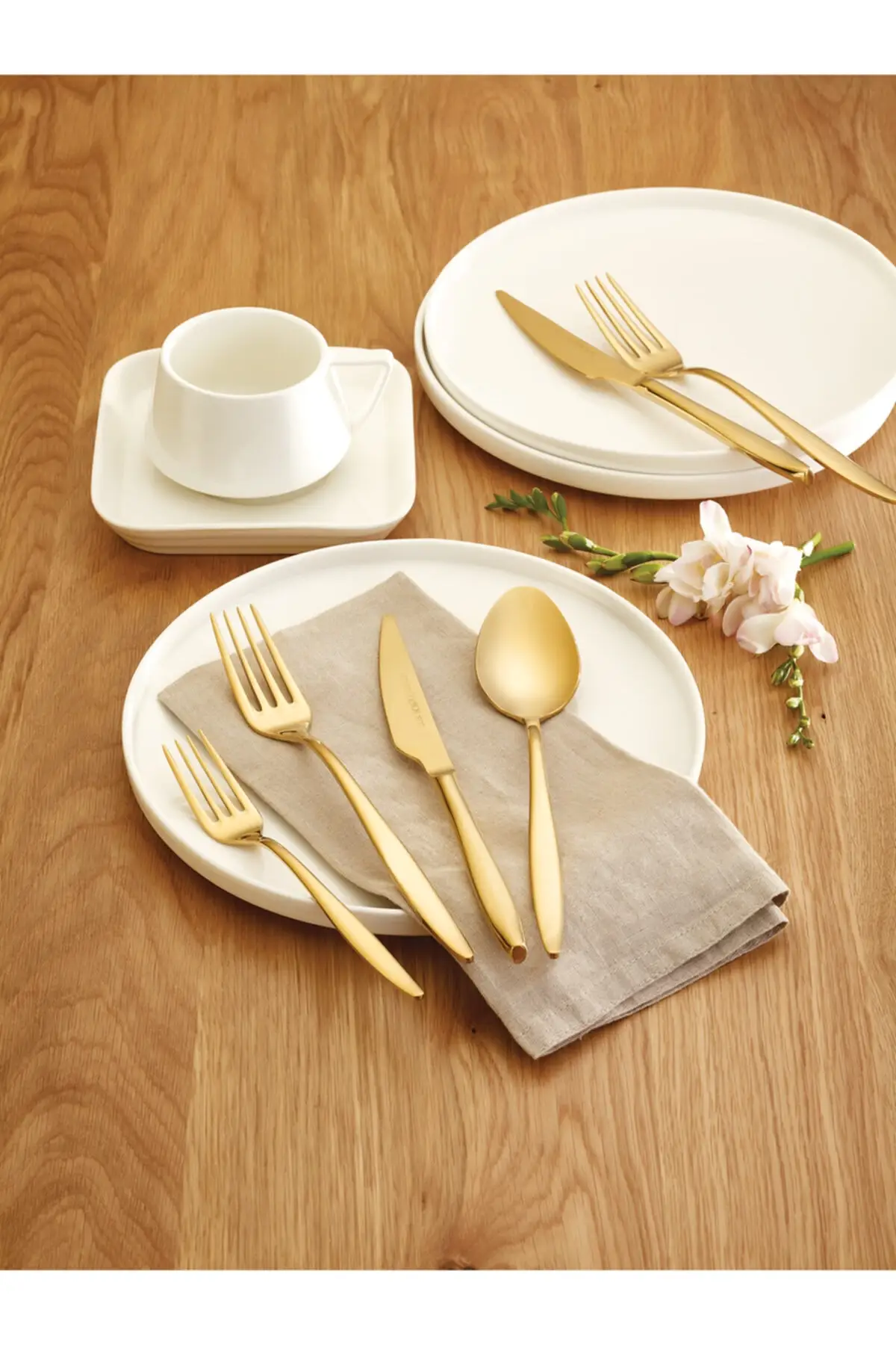 جولدينوكس الذهب 24 قطعة 6 شخصية شوكة ملعقة طقم ملاعق