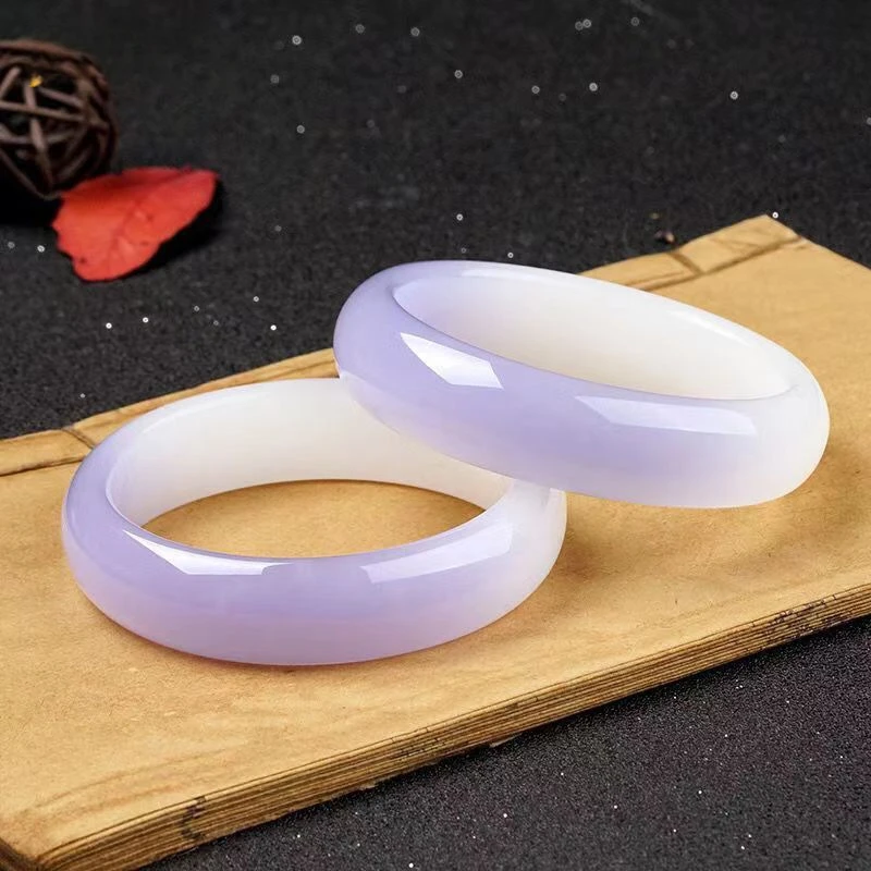 High ice high seed water violet bracelet half purple half white jade bracelet female violet jade bracelet Ladies Beauty Jewelry