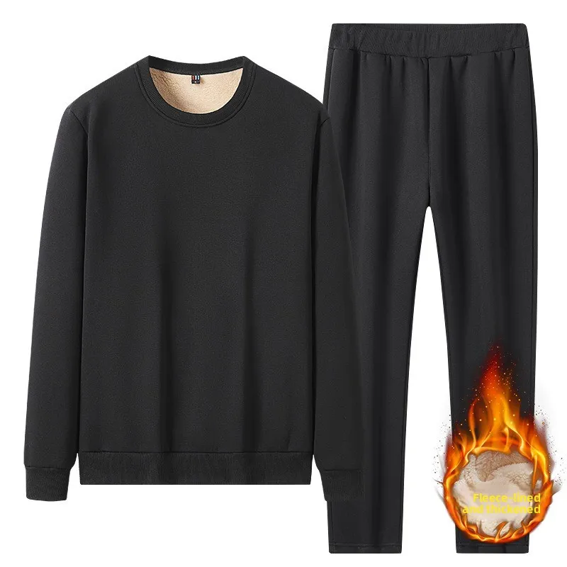 

Мужская толстая толстовка из хлопка и плюша из овечьего флиса, комплект для зимних видов спорта на открытом воздухе и фитнеса, теплый и очень плотный комплект