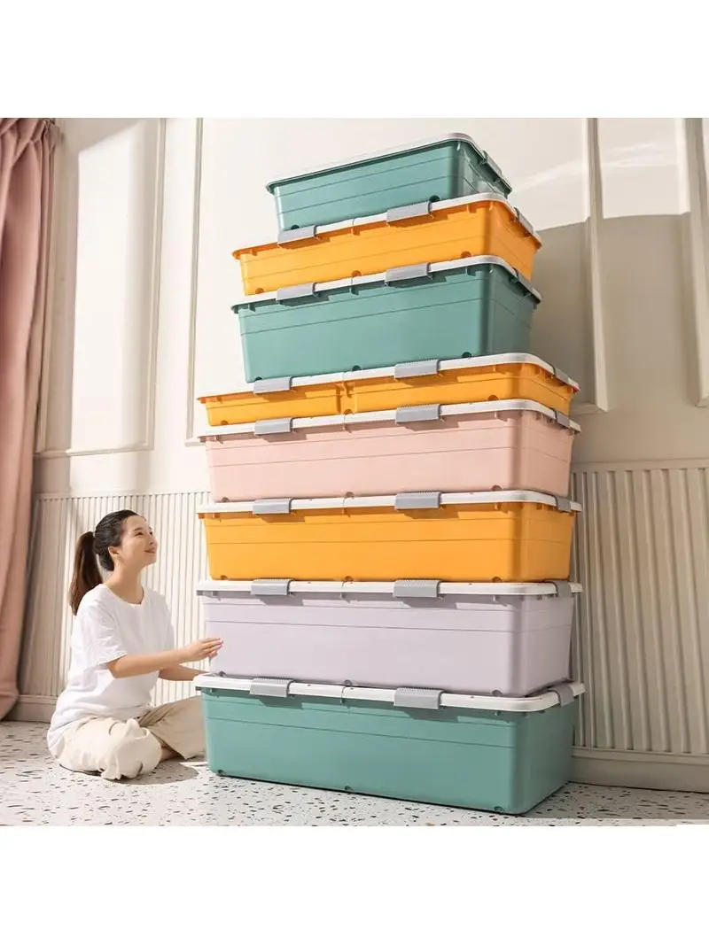 Extra Large Bed under Storage Box Flat Plastic Toy Organizer with Wheels Extended Length Home Use Utility Box Portable Design