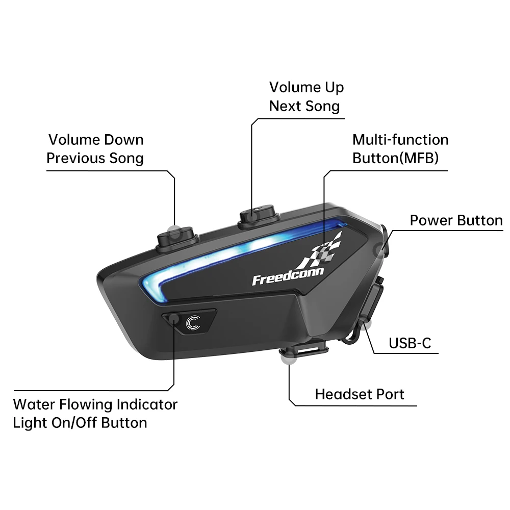 

FreedConn FX 6 Riders 1000m Full Duplex Bluetooth Intercom Helmet Motorcycles Group Riding Communication Headset