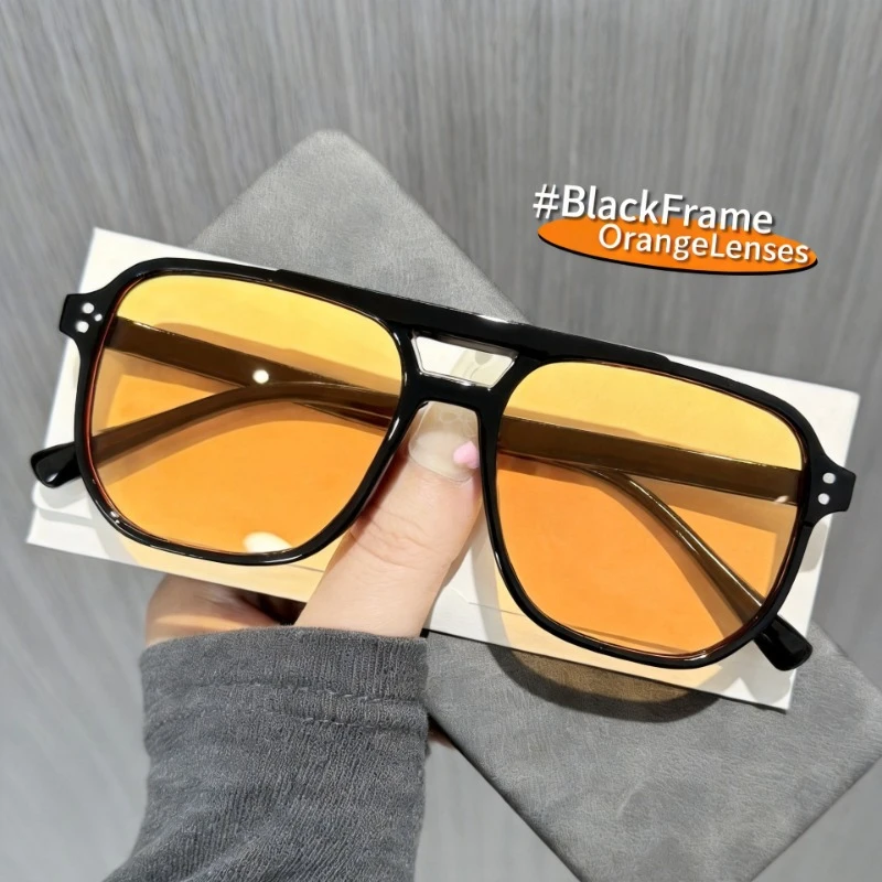 Retro Aviation Brown Sunglasses Men Women Oversized Pilot Rivets Glasses UV400 Summer Sun Glasses Vintage Big Eyeglasses
