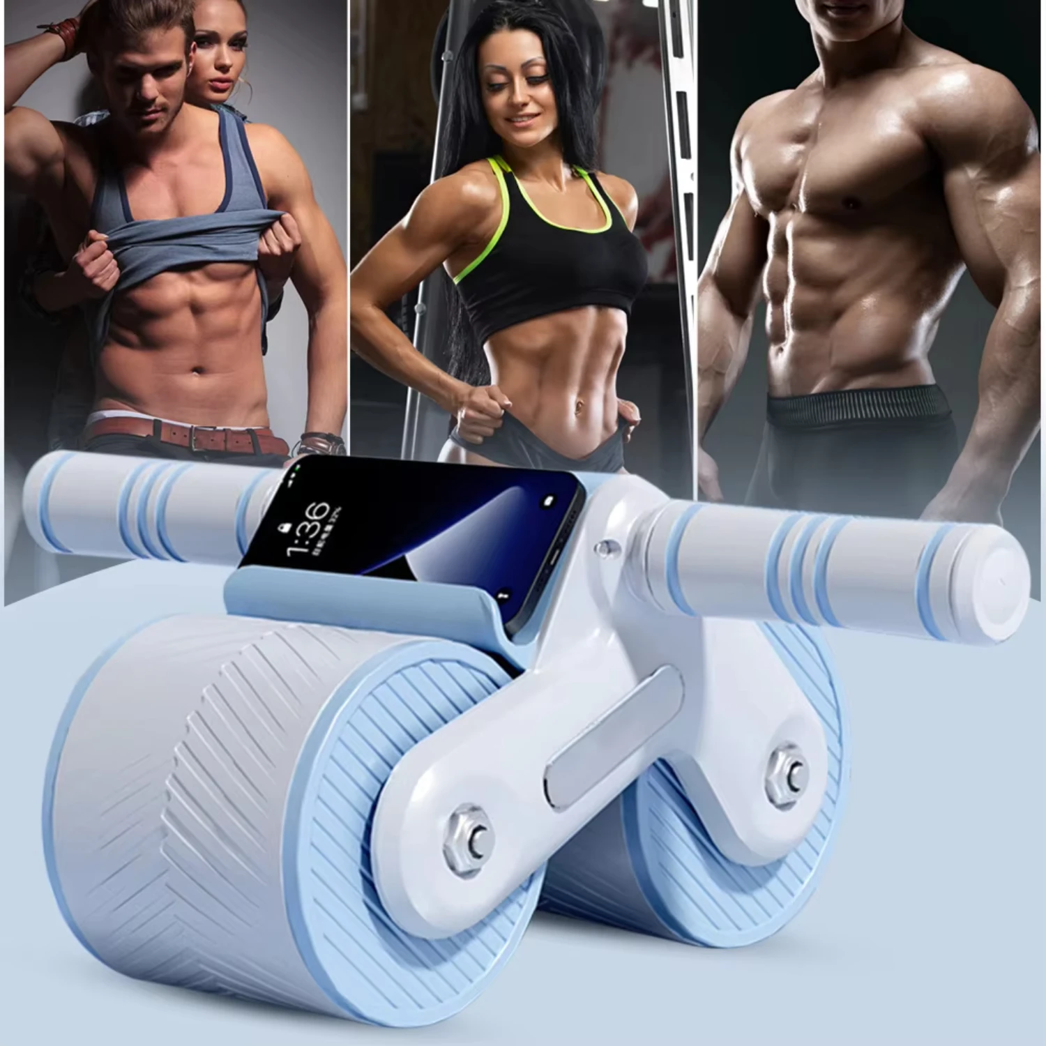 Abdominal Wheel Exerciser Dual Wheel Design Abdominal Fitness Wheel Automatic Rebound Mute Ab Slider  Gyms Fitness Equipment Ab