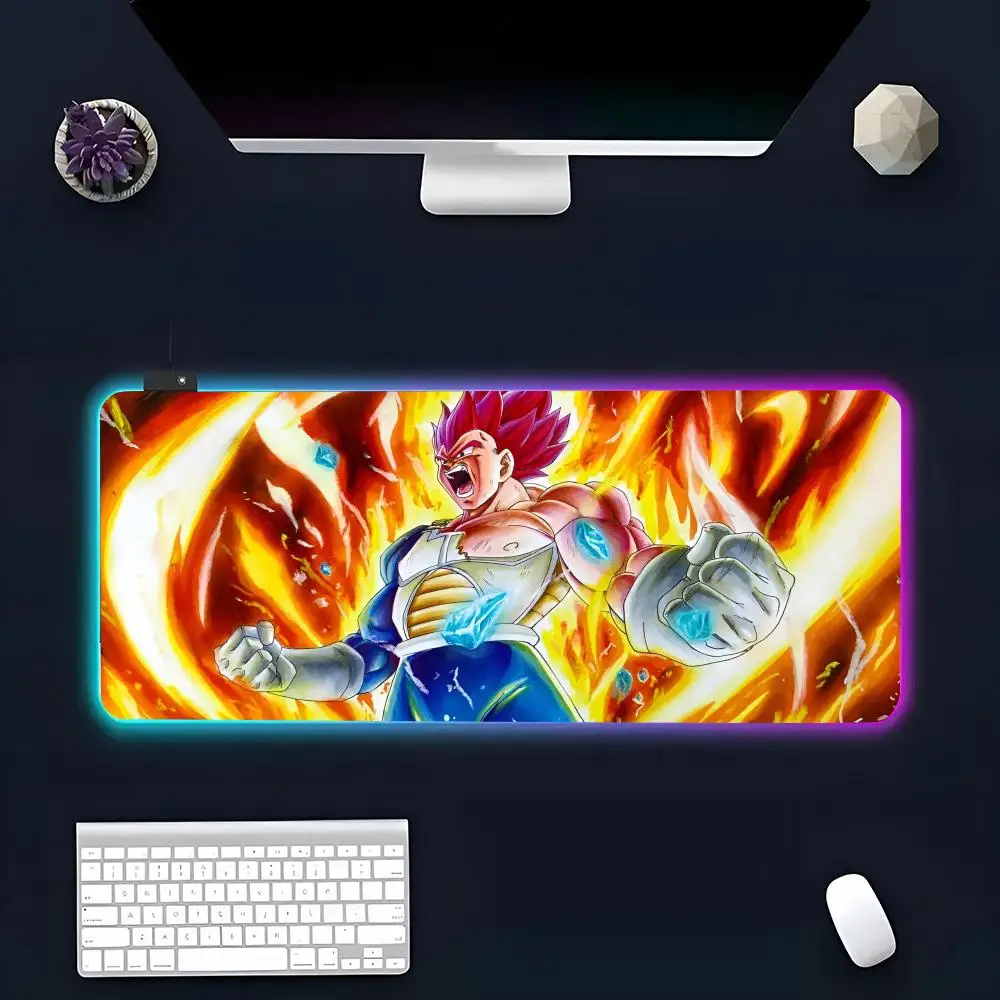 Draken-Ballen Galaxy Vegeta Muismat Rgb Glow Persoonlijkheidsfoto Aangepaste Pc Tafelmat Tapijtmat Spelspeler Toegewijde Led