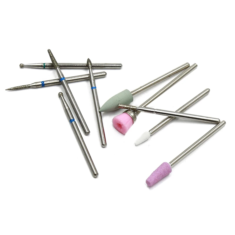 Aço liga prego brocas para elétrica Manicure máquina, polidor, moedores, cortador, alisamento, polimento Intial, 1 conjunto